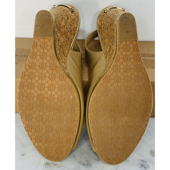 LILLY PULITZER Kristen Slingback Wedge 9M Tan Gold 4.5" Cork Peep Toe Sandal EUC - Picture 6 of 14